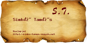 Simkó Tamás névjegykártya